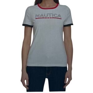 Nautica Jeans Short Sleeve Top Womens Shirt Size White X-Large